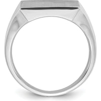 14K White Gold 16x16mm Men's Square Signet Ring with Rhodium Plating by IBGoodman