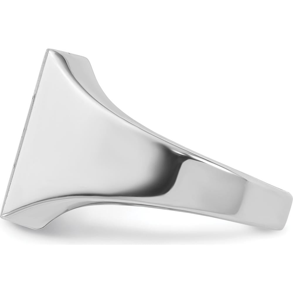 14K White Gold 16x16mm Men's Square Signet Ring with Rhodium Plating by IBGoodman