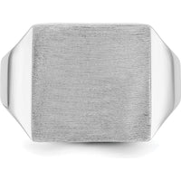 14K White Gold 16x16mm Men's Square Signet Ring with Rhodium Plating by IBGoodman