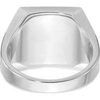 14K White Gold 16x16mm Men's Square Signet Ring with Rhodium Plating by IBGoodman