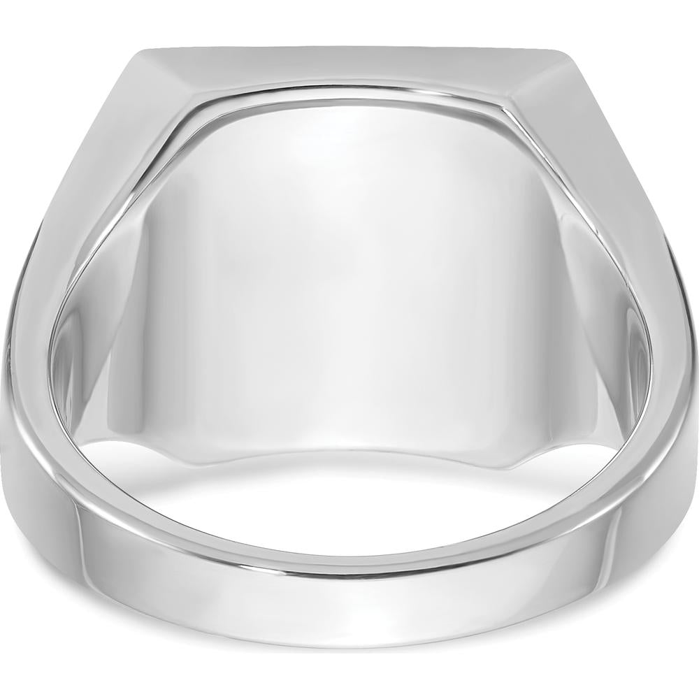 14K White Gold 16x16mm Men's Square Signet Ring with Rhodium Plating by IBGoodman