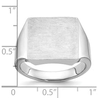 14K White Gold 16x16mm Men's Square Signet Ring with Rhodium Plating by IBGoodman