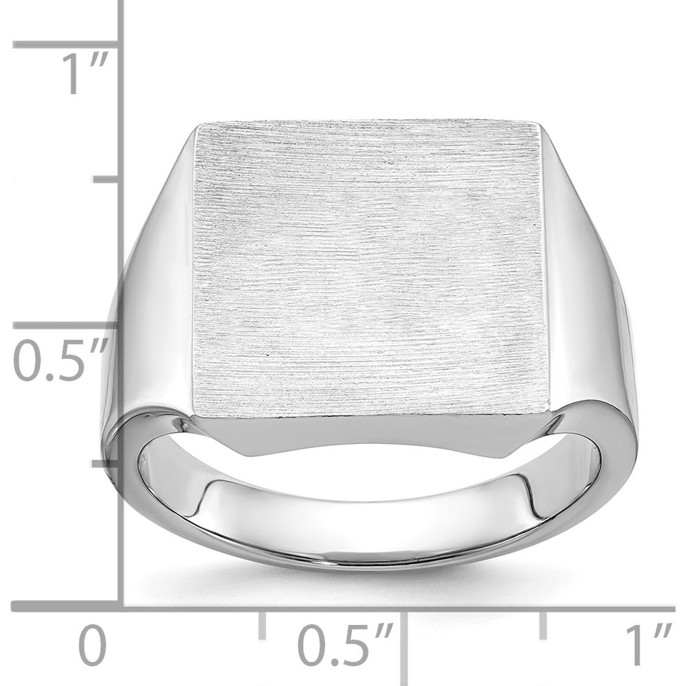 14K White Gold 16x16mm Men's Square Signet Ring with Rhodium Plating by IBGoodman
