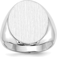 14K White Gold 16x20.5mm Open Back Signet Ring with Satin and Polished Finish by 0