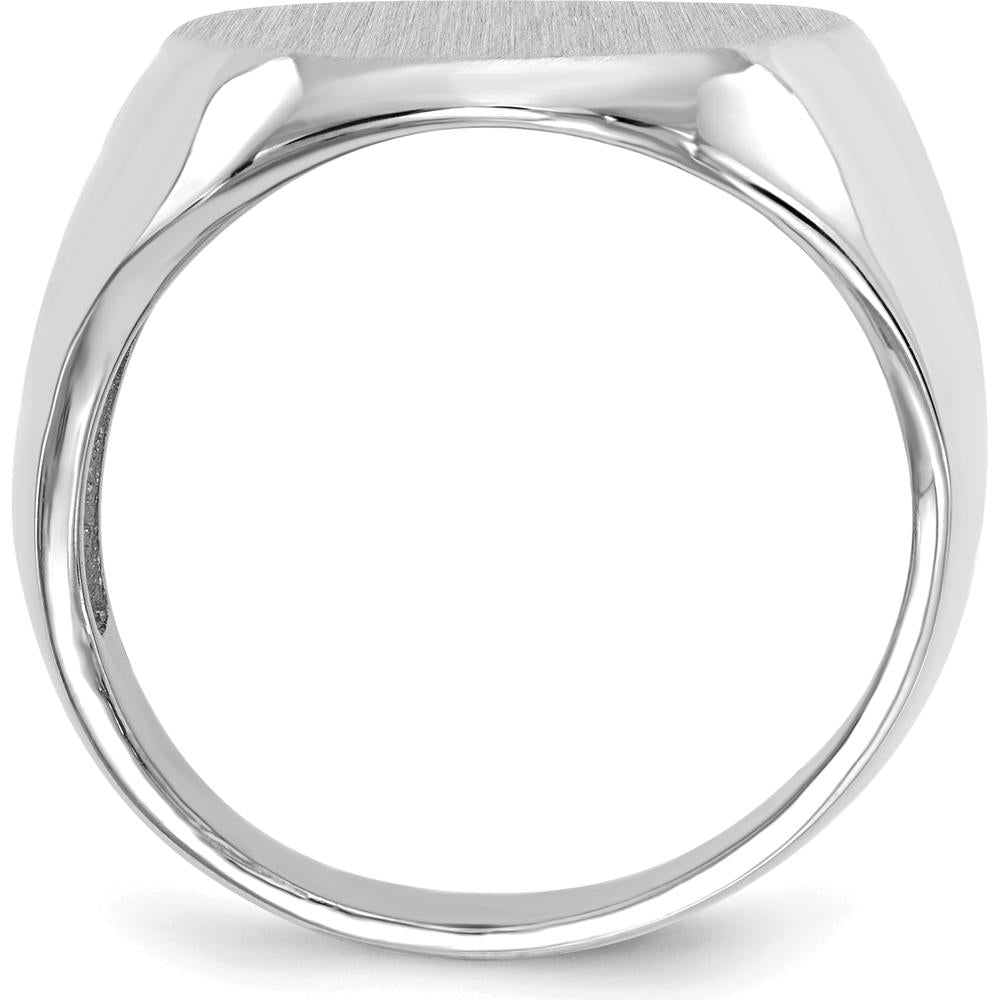 14K White Gold 16x20.5mm Open Back Signet Ring with Satin and Polished Finish by 0