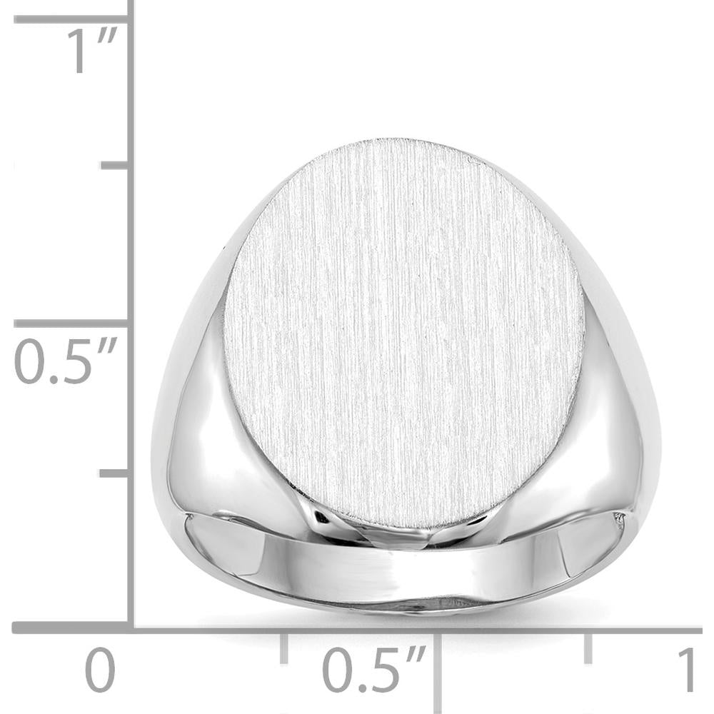 14K White Gold 16x20.5mm Open Back Signet Ring with Satin and Polished Finish by 0