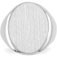 14K White Gold 16x20.5mm Open Back Signet Ring with Satin and Polished Finish by 0