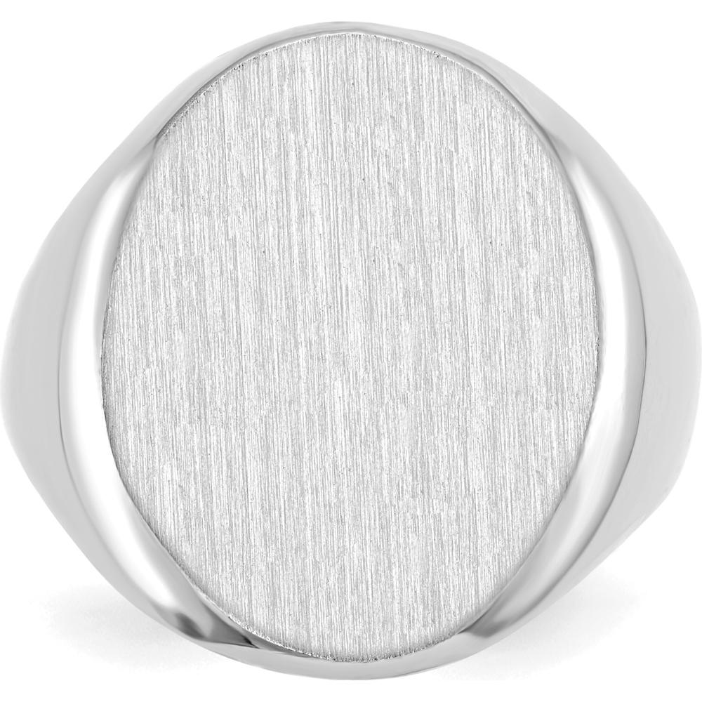 14K White Gold 16x20.5mm Open Back Signet Ring with Satin and Polished Finish by 0