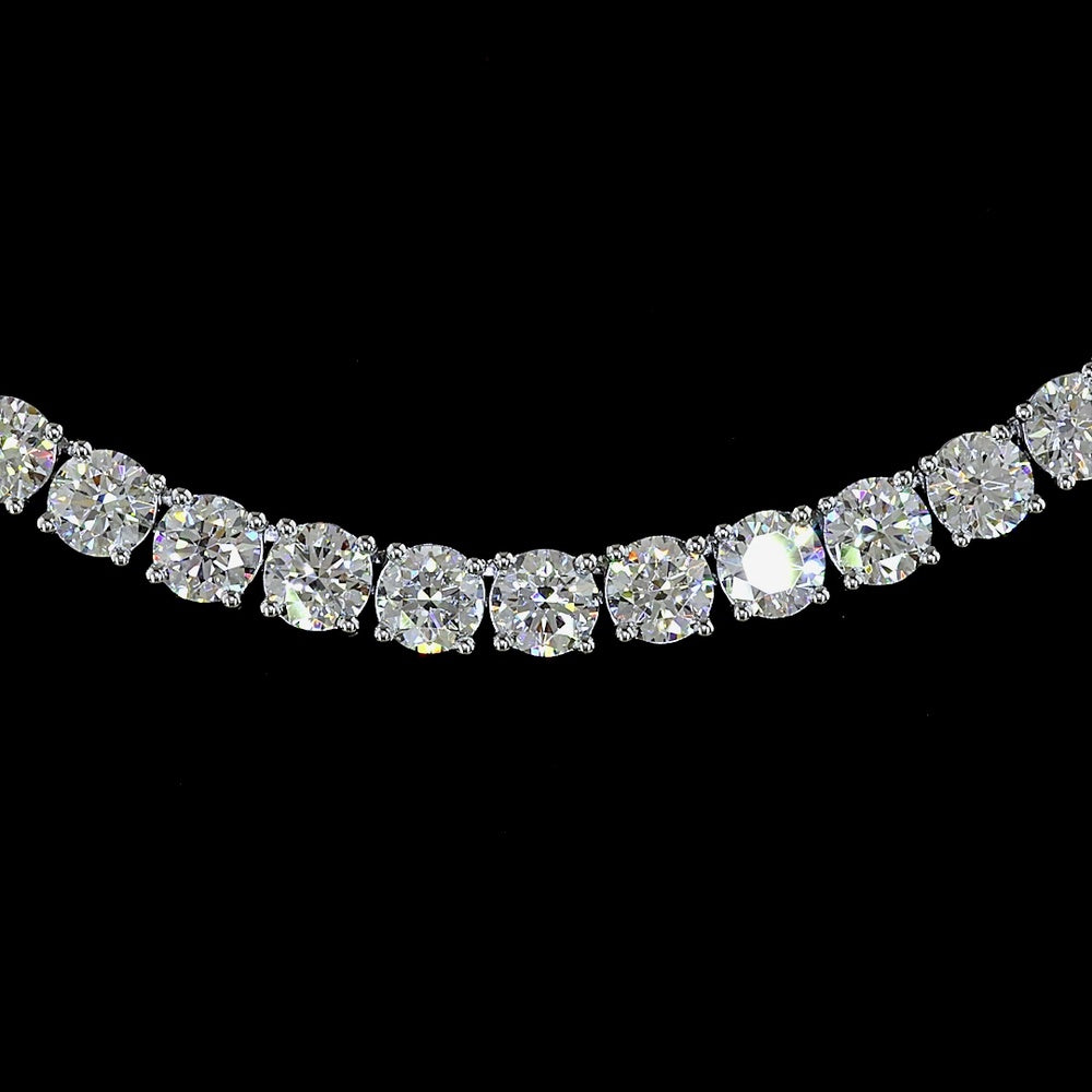 14K White Gold 17.12 Carat Tennis Necklace with 117 Round Brilliant Lab Diamonds - E-F VS1 Quality Prong Set - Covaloro Fine Jewelry