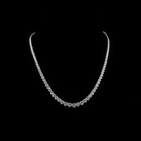 14K White Gold 17.15 Carats Graduated Riviera Necklace with Prong Set Round Lab Diamonds - E-F VS Clarity - Covaloro Fine Jewelry