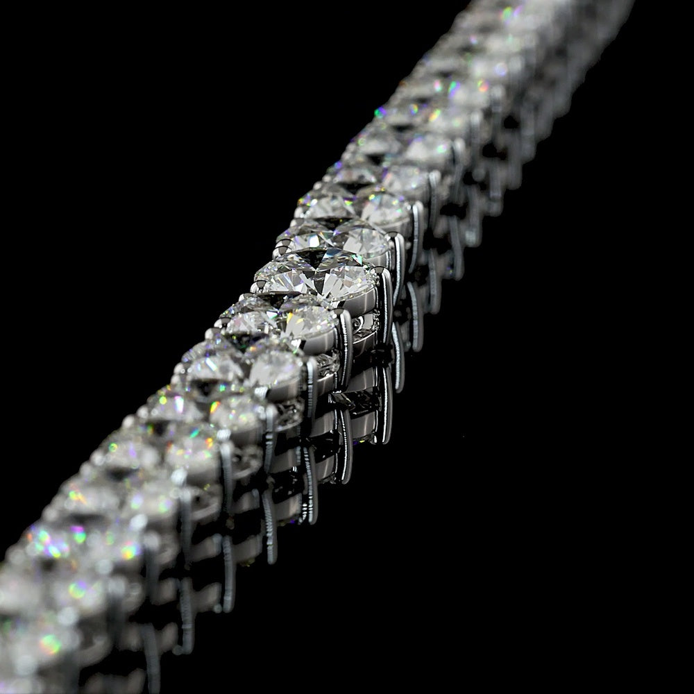 14K White Gold 17.15 Carats Graduated Riviera Necklace with Prong Set Round Lab Diamonds - E-F VS Clarity - Covaloro Fine Jewelry