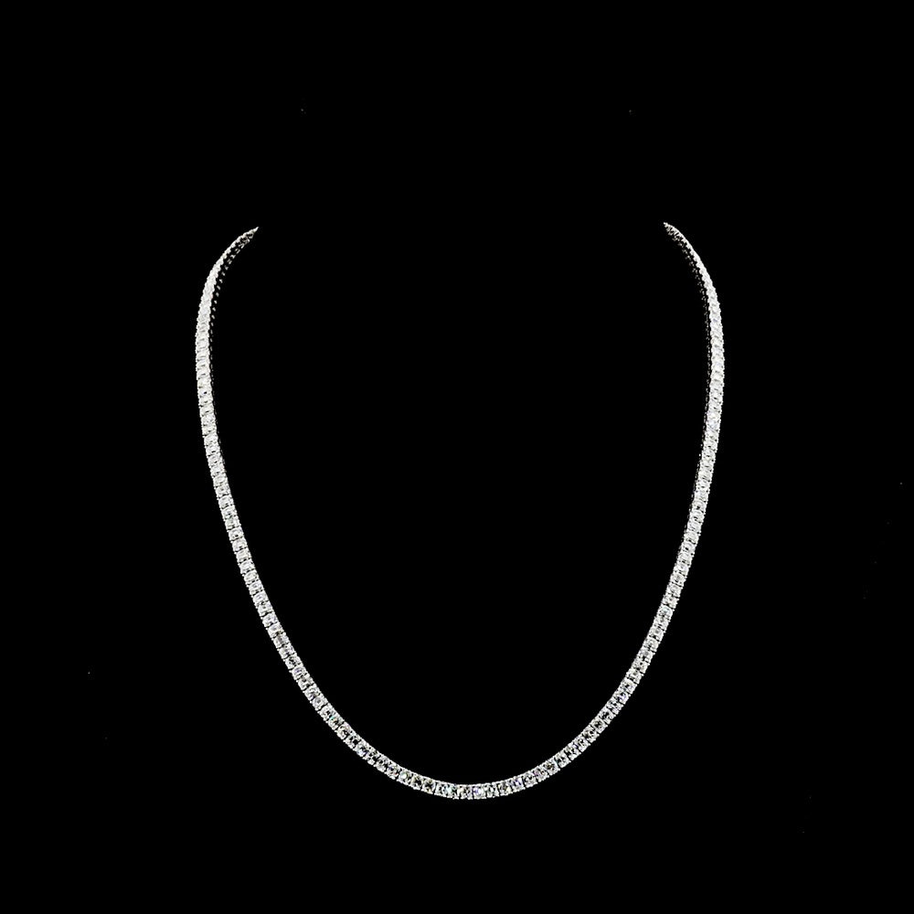 14K White Gold 17.38 Carat Lab Diamond Tennis Necklace with Prong Set Antique Cushion Cut Stones - 160 Total Diamonds, E-F VS Quality - Covaloro Fine Jewelry