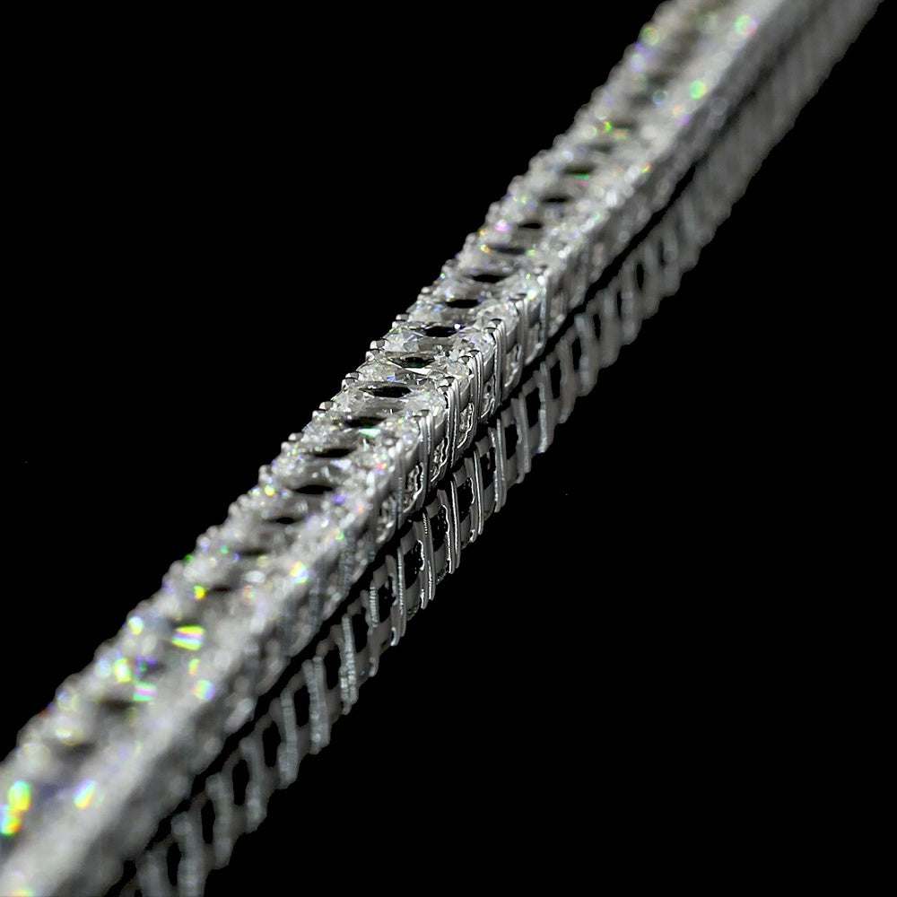 14K White Gold 17.38 Carat Lab Diamond Tennis Necklace with Prong Set Antique Cushion Cut Stones - 160 Total Diamonds, E-F VS Quality - Covaloro Fine Jewelry