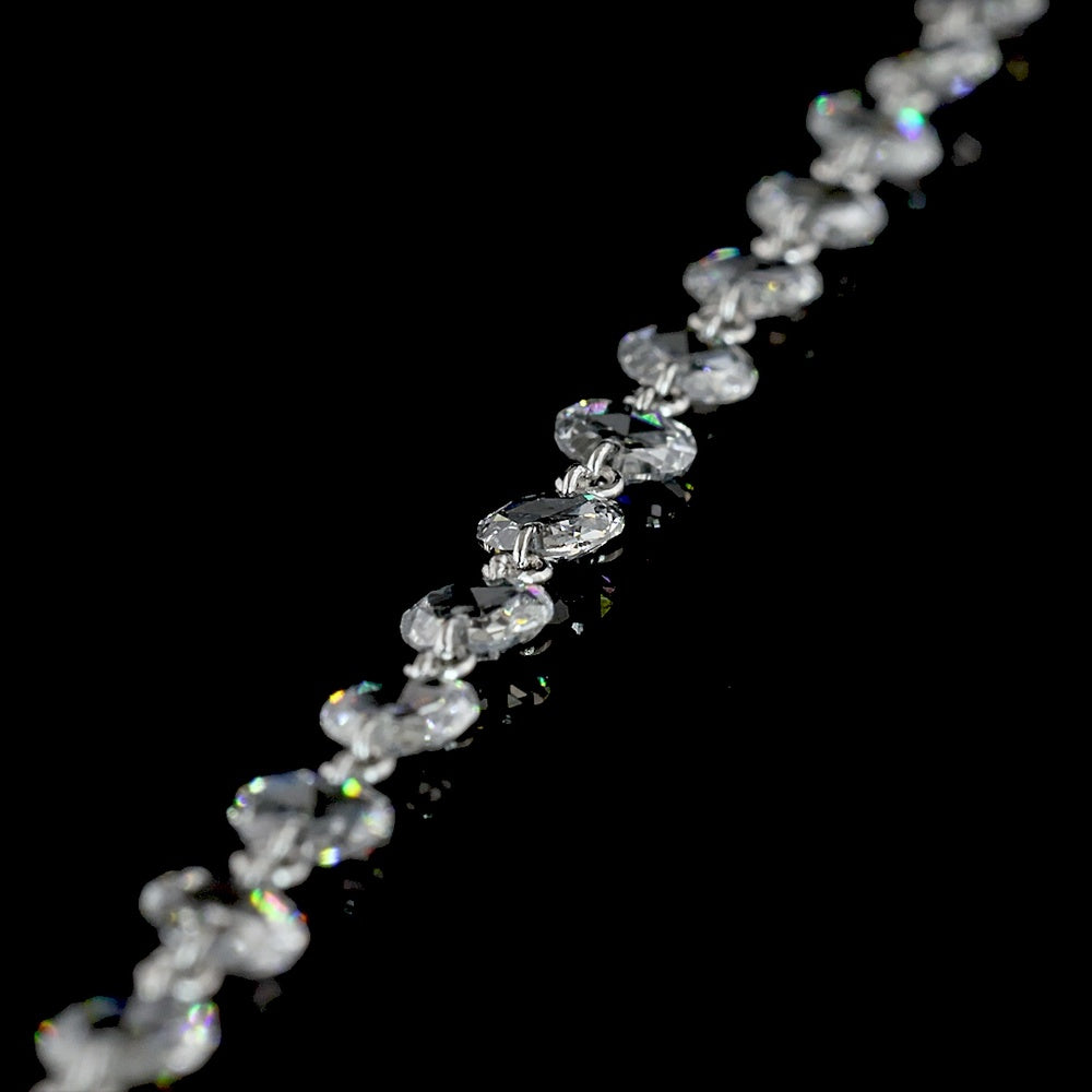14K White Gold 17.47" Tennis Necklace with Prong-Set Rose Cut Lab Diamonds - 17.47 Carat Total Diamond Weight - Covaloro Fine Jewelry