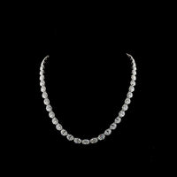 14K White Gold 17.5" East-West Oval Cut Lab Diamond Tennis Necklace with Bezel-Prong Setting - 34.88 Carat Total Weight - Covaloro Fine Jewelry
