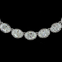 14K White Gold 17.5" East-West Oval Cut Lab Diamond Tennis Necklace with Bezel-Prong Setting - 34.88 Carat Total Weight - Covaloro Fine Jewelry