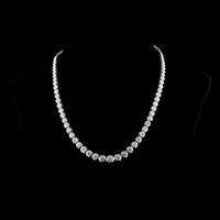 14K White Gold 17.5" Graduated Riviera Necklace with Bezel Set Round Brilliant Lab Diamonds - 24.36 Total Carat Weight E-F VS2 - Covaloro Fine Jewelry