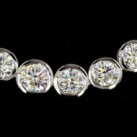 14K White Gold 17.5" Graduated Riviera Necklace with Bezel Set Round Brilliant Lab Diamonds - 24.36 Total Carat Weight E-F VS2 - Covaloro Fine Jewelry