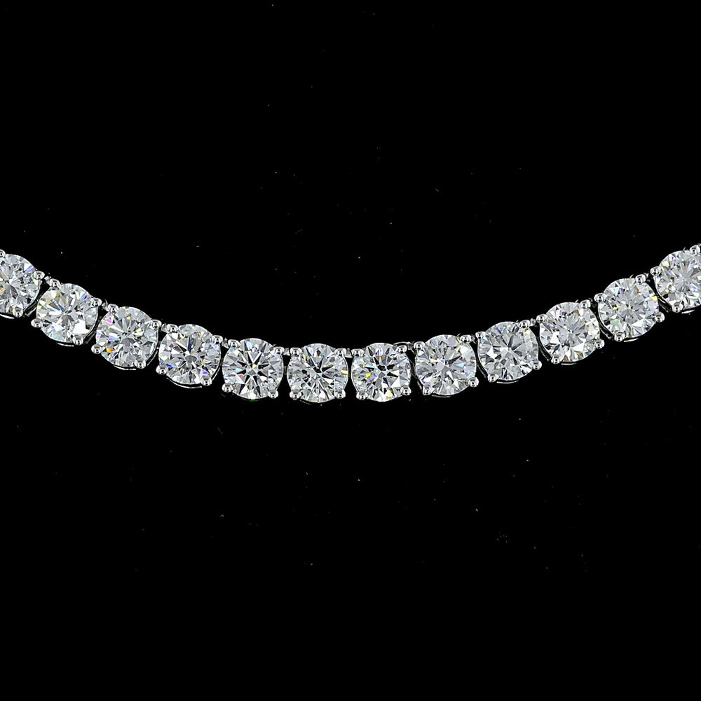 14K White Gold 17.5-Inch Tennis Necklace with 145 Prong-Set Round Lab Diamonds - 11.24 Total Carat Weight, E-F Color VS Clarity - Covaloro Fine Jewelry