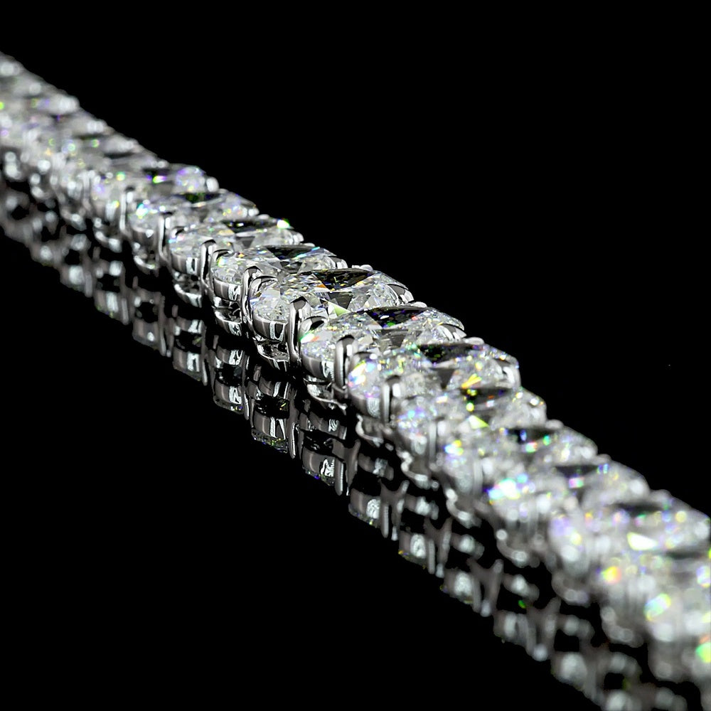 14K White Gold 17.5" Riviera Necklace with Mixed Shape Lab Diamonds Including Oval Cuts - 14.38 Carat Total Weight, E-F Color - Covaloro Fine Jewelry