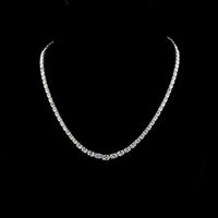14K White Gold 17.5" Riviera Necklace with Oval Cut Lab Diamonds - 12.8 Carat Total Weight, E-F Color VS1 Clarity, Prong Set - Covaloro Fine Jewelry