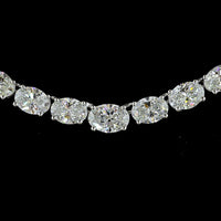 14K White Gold 17.5" Riviera Necklace with Oval Cut Lab Diamonds - 12.8 Carat Total Weight, E-F Color VS1 Clarity, Prong Set - Covaloro Fine Jewelry