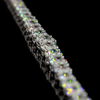 14K White Gold 17.5" Riviera Necklace with Oval Cut Lab Diamonds - 12.8 Carat Total Weight, E-F Color VS1 Clarity, Prong Set - Covaloro Fine Jewelry