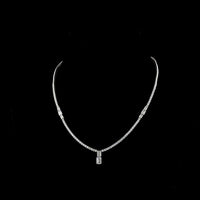 14K White Gold 17.5" Special Necklace with North-South Prong Set Emerald Cut Lab Diamond Center and Brilliant Accent Stones - 7.30 Carats Total Diamond Weight - Covaloro Fine Jewelry