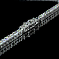 14K White Gold 17.5" Special Necklace with North-South Prong Set Emerald Cut Lab Diamond Center and Brilliant Accent Stones - 7.30 Carats Total Diamond Weight - Covaloro Fine Jewelry