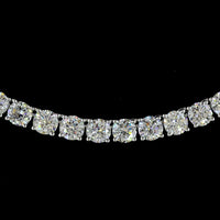 14K White Gold 17.5" Tennis Necklace with 133 Prong Set Round Lab Diamonds - 31.82 Carats Total Diamond Weight - Covaloro Fine Jewelry