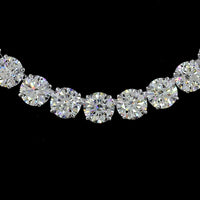 14K White Gold 17.5" Tennis Necklace with 67 Round and Marquise Cut Lab Diamonds - 64.67 Carat Total Weight - Covaloro Fine Jewelry