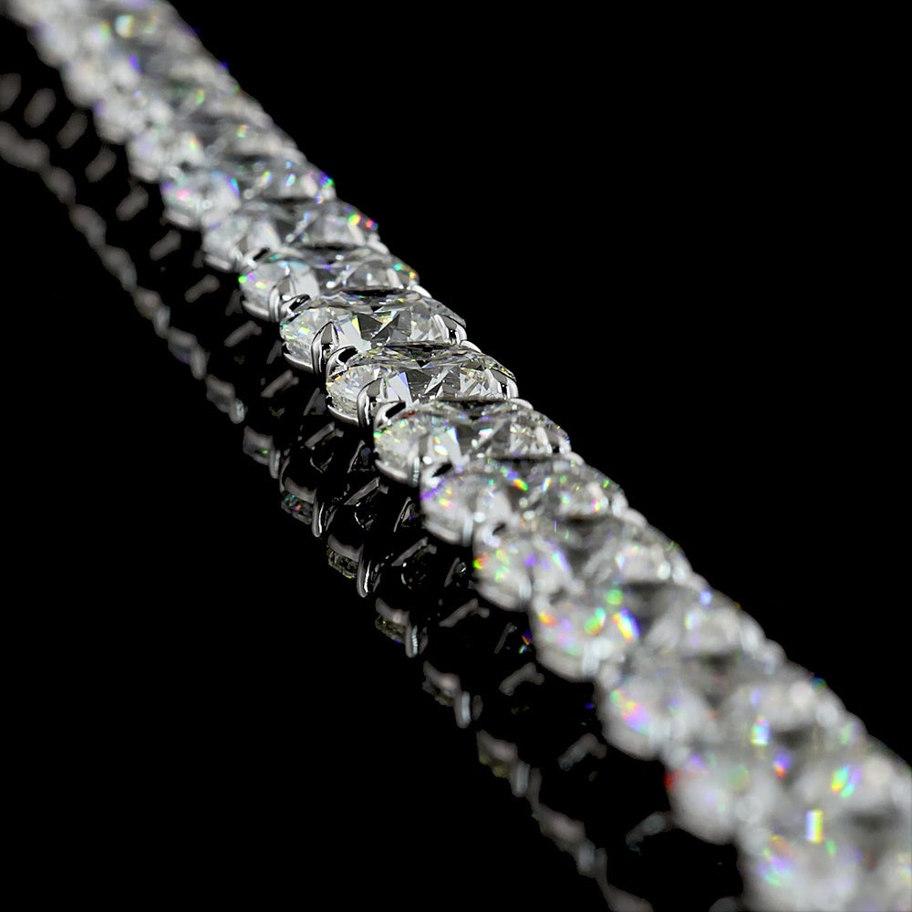 14K White Gold 17.5" Tennis Necklace with 67 Round and Marquise Cut Lab Diamonds - 64.67 Carat Total Weight - Covaloro Fine Jewelry