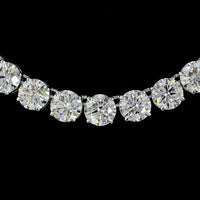 14K White Gold 17.5" Tennis Necklace with 71 Brilliant Round Lab-Grown Diamonds - 49.73 Carat Total Diamond Weight - Covaloro Fine Jewelry