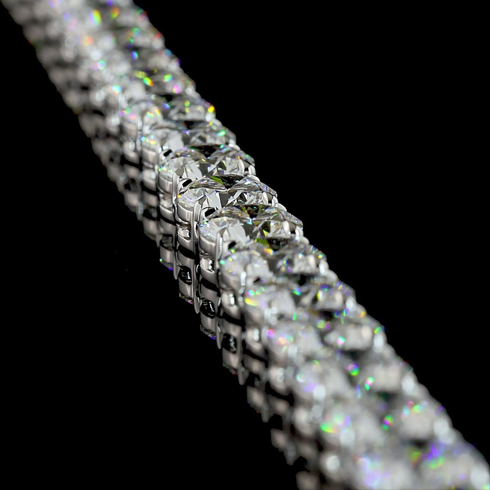 14K White Gold 17.5" Tennis Necklace with 71 Brilliant Round Lab-Grown Diamonds - 49.73 Carat Total Diamond Weight - Covaloro Fine Jewelry