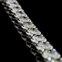 14K White Gold 17.5" Tennis Necklace with East-West Bezel-Prong Set Oval Lab Diamonds - 35.36 Carat Total Weight, E-F Color VS1 Clarity - Covaloro Fine Jewelry