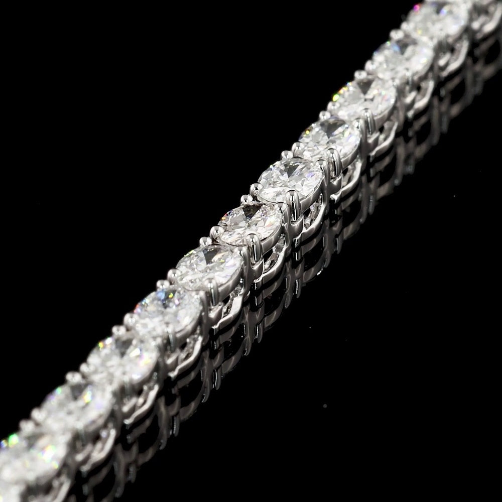 14K White Gold 17.5" Tennis Necklace with East-West Oval Cut Lab Diamonds - 11.60 Carat Total Diamond Weight - Covaloro Fine Jewelry