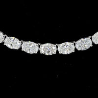14K White Gold 17.5" Tennis Necklace with East-West Oval Cut Lab Diamonds - 11.60 Carat Total Diamond Weight - Covaloro Fine Jewelry