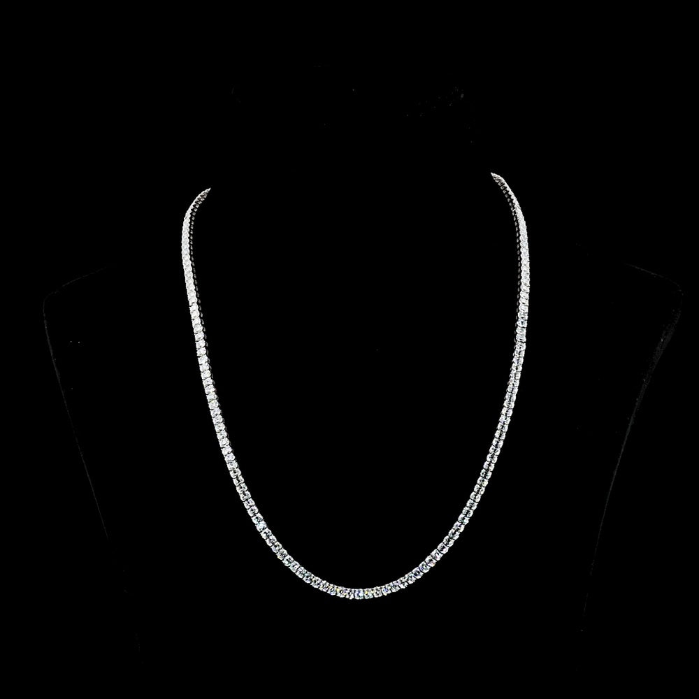 14K White Gold 17.5" Tennis Necklace with Prong Set Antique Cushion Cut Lab Diamonds - 33.62 Carat Total Weight - Covaloro Fine Jewelry