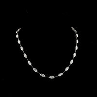 14K White Gold 17.75-Carat East-West Station Necklace with 25 Prong-Set Moval Cut Lab Diamonds - E-F Color and VS1 Clarity - Covaloro Fine Jewelry