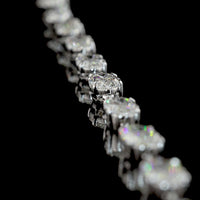 14K White Gold 17.75-Carat East-West Station Necklace with 25 Prong-Set Moval Cut Lab Diamonds - E-F Color and VS1 Clarity - Covaloro Fine Jewelry
