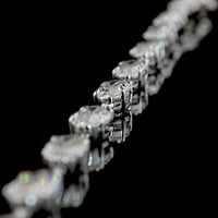 14K White Gold 17.75-Carat East-West Station Necklace with 25 Prong-Set Moval Cut Lab Diamonds - E-F Color and VS1 Clarity - Covaloro Fine Jewelry