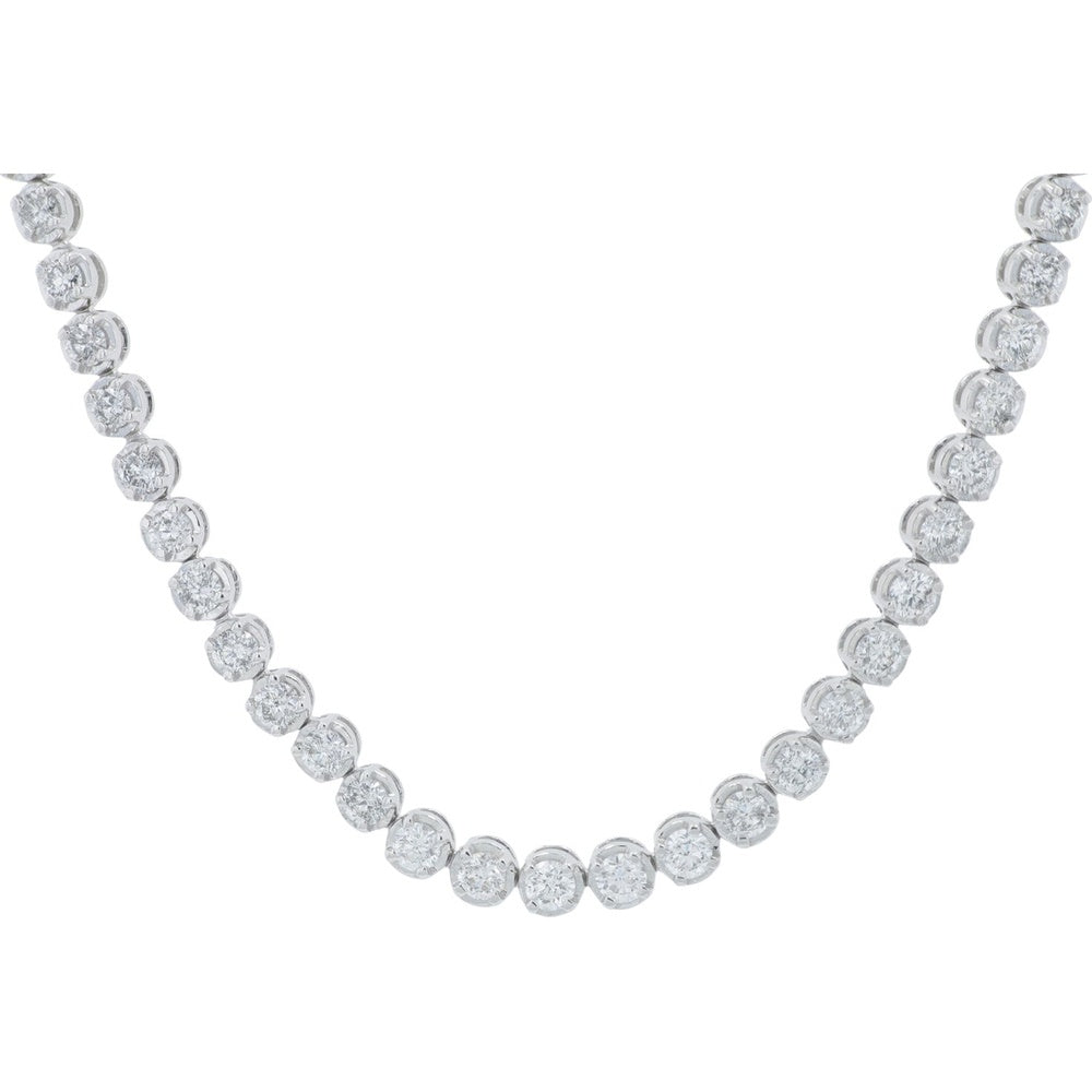 14K White Gold 17.75-Inch Tennis Necklace with Round Brilliant Cut Diamonds - 5.00 Carat Total Diamond Weight