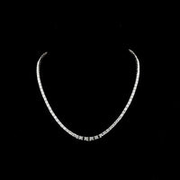 14K White Gold 17" Graduated Riviera Necklace with 13.75 Carats of Emerald Cut Lab Diamonds in E-F VS Quality - Covaloro Fine Jewelry