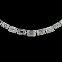14K White Gold 17" Graduated Riviera Necklace with 13.75 Carats of Emerald Cut Lab Diamonds in E-F VS Quality - Covaloro Fine Jewelry
