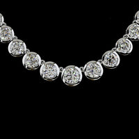14K White Gold 17" Graduated Riviera Necklace with 86 Bezel-Set Round Lab Diamonds - 23.34 Total Carat Weight, E-F Color, VS Clarity - Covaloro Fine Jewelry