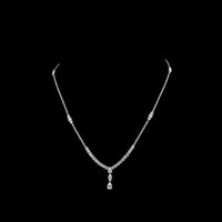 14K White Gold 17-Inch Mixed Shape Necklace with Brilliant Round and Pear Cut Lab Diamonds - 3.04 Carat Total Weight - Covaloro Fine Jewelry