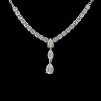 14K White Gold 17-Inch Mixed Shape Necklace with Brilliant Round and Pear Cut Lab Diamonds - 3.04 Carat Total Weight - Covaloro Fine Jewelry