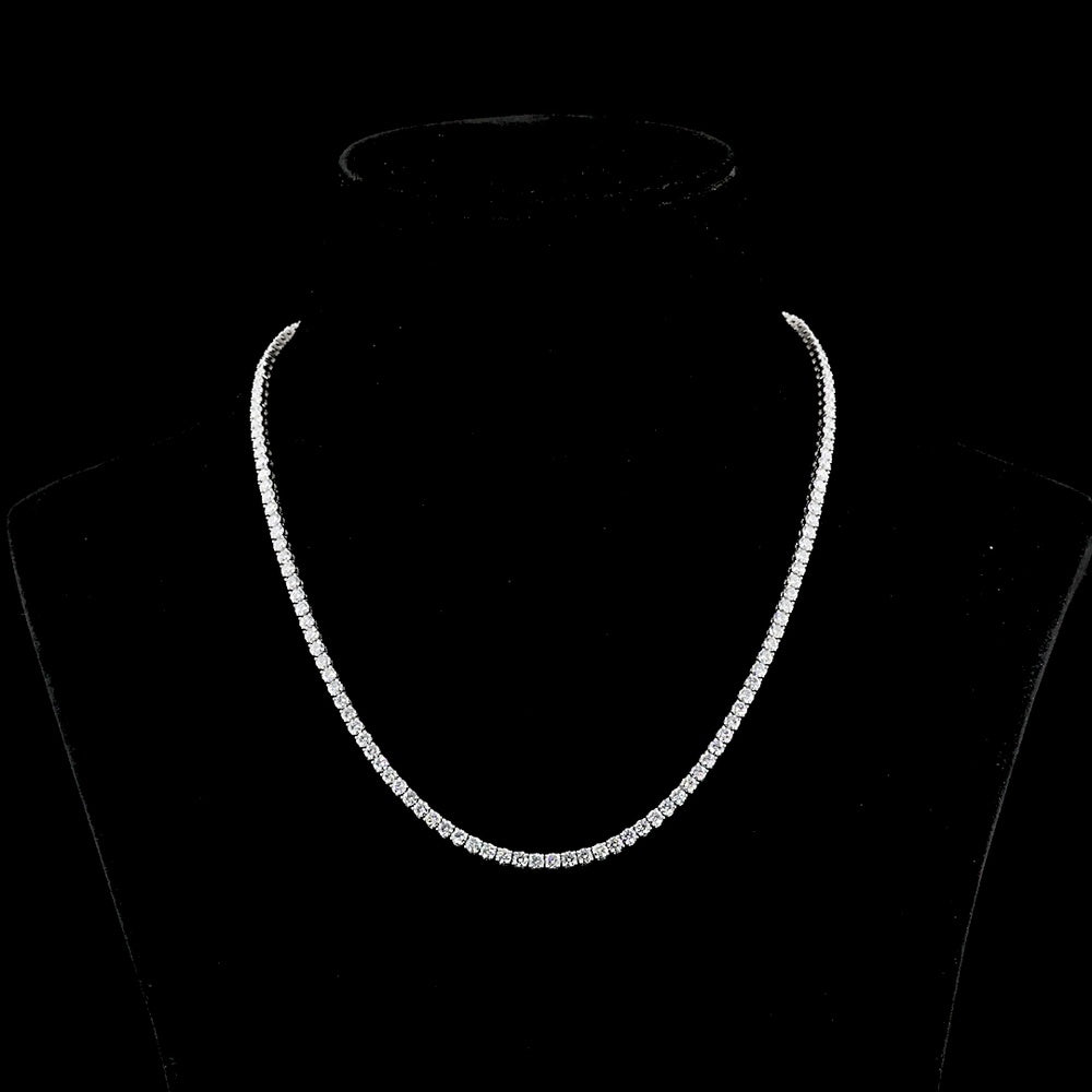 14K White Gold 17-Inch Tennis Necklace with 146 Round Brilliant Cut Lab Diamonds - 11.63 Carats Total Diamond Weight - Covaloro Fine Jewelry