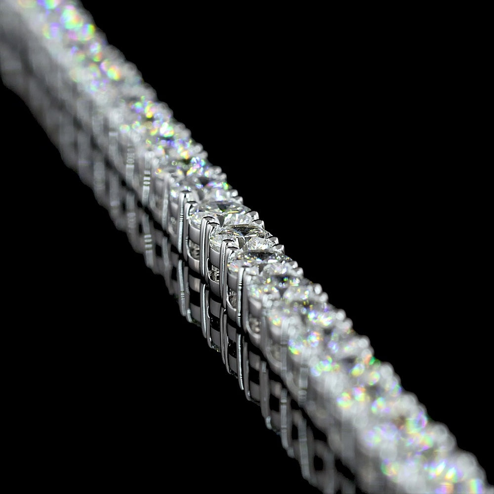 14K White Gold 17-Inch Tennis Necklace with 146 Round Brilliant Cut Lab Diamonds - 11.63 Carats Total Diamond Weight - Covaloro Fine Jewelry