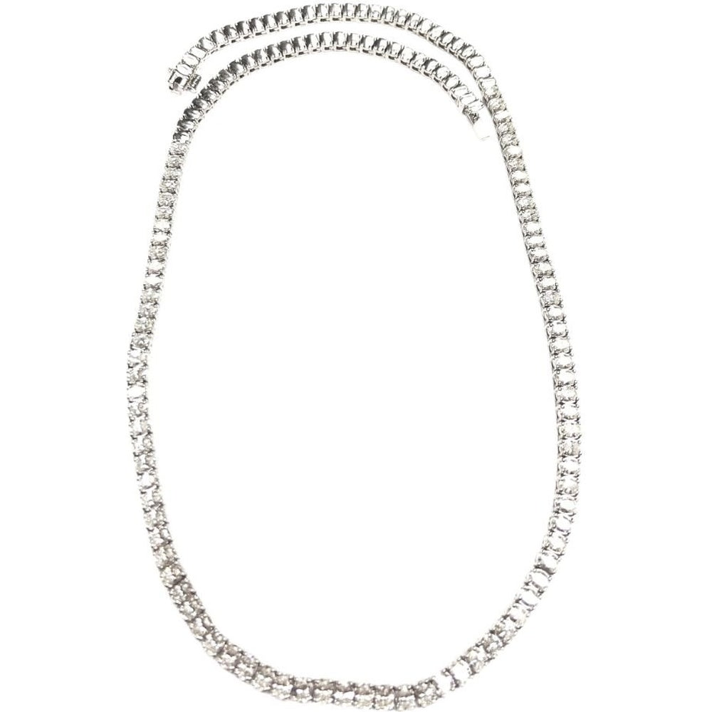 14K White Gold 17 Inch Tennis Necklace with 4-Prong Set Round Diamonds - 12.21 Carat Total Diamond Weight by Auriventus